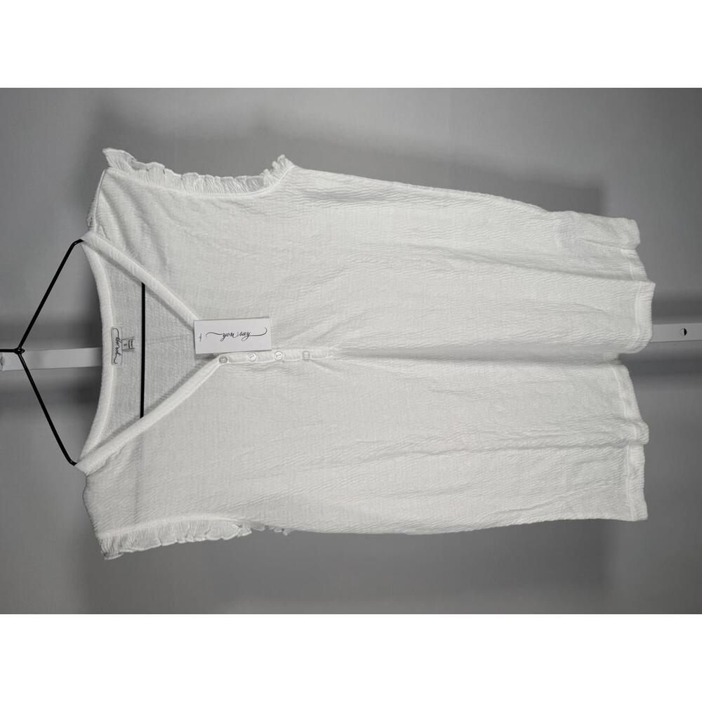 NWT Revolve You Say Henley Ruffle Shortie Set White Small - Picture 3 of 7